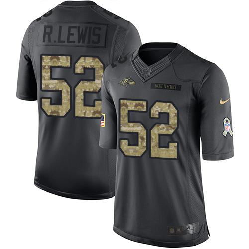 Nike Ravens #52 Ray Lewis Black Youth Stitched NFL Limited 2016 Salute to Service Jersey - Click Image to Close
